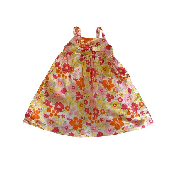 Wonder Kids Girls Size 4T Summer Sleeveless Dress floral Bow Pink Orange - Picture 1 of 4